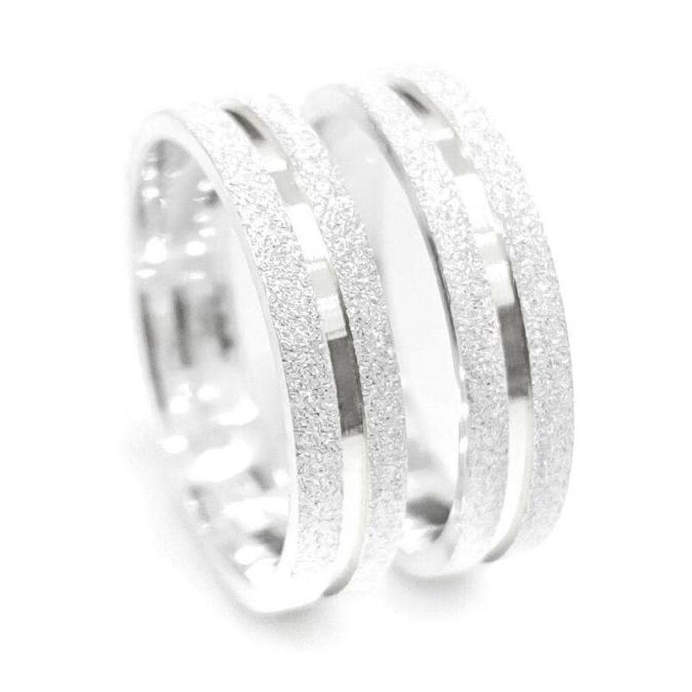 Aliança Namoro 4Mm Prata 950 Reta Diamantada Com Canal