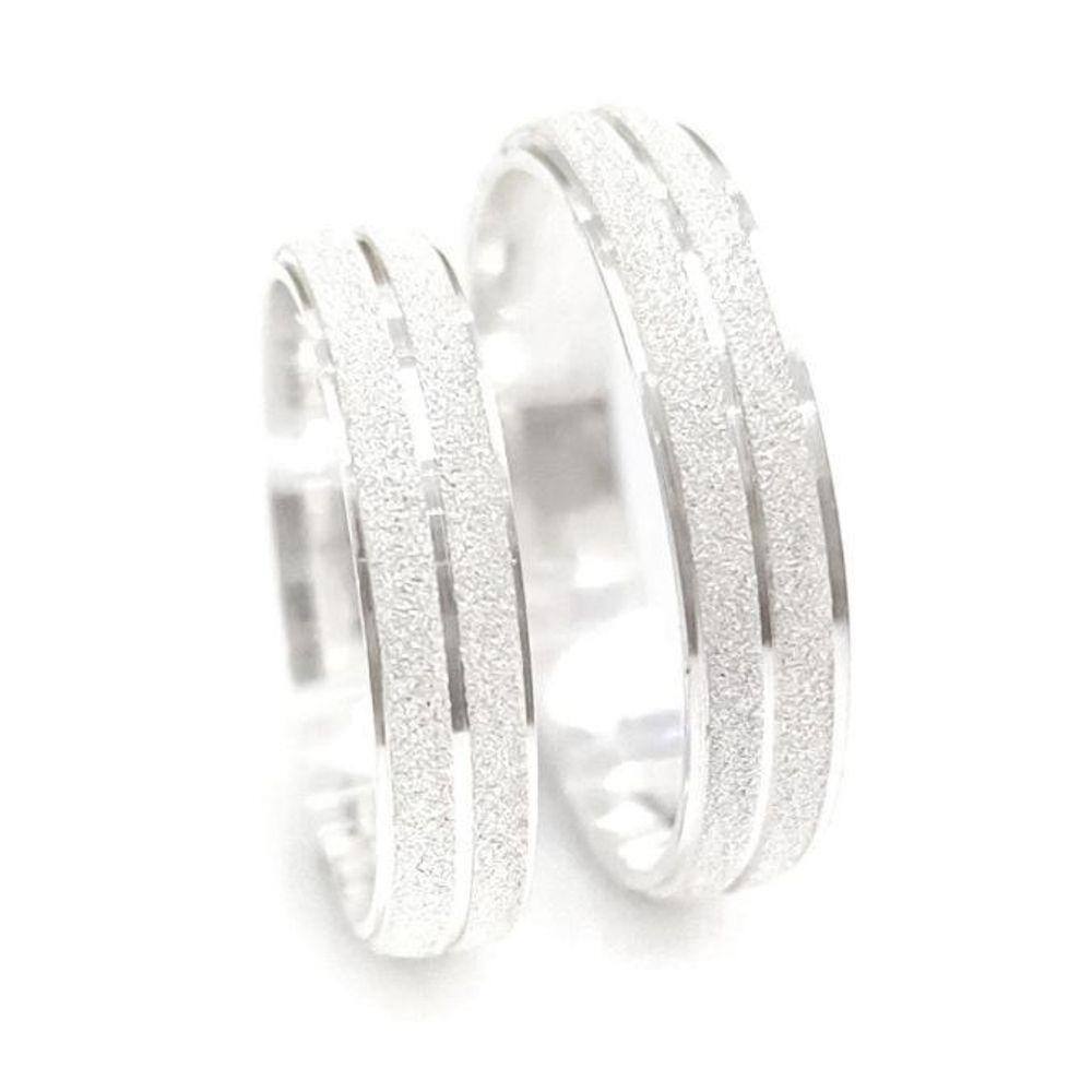 Aliança Namoro 4Mm Prata 950 Meia Cana Diamantada Rebaixo