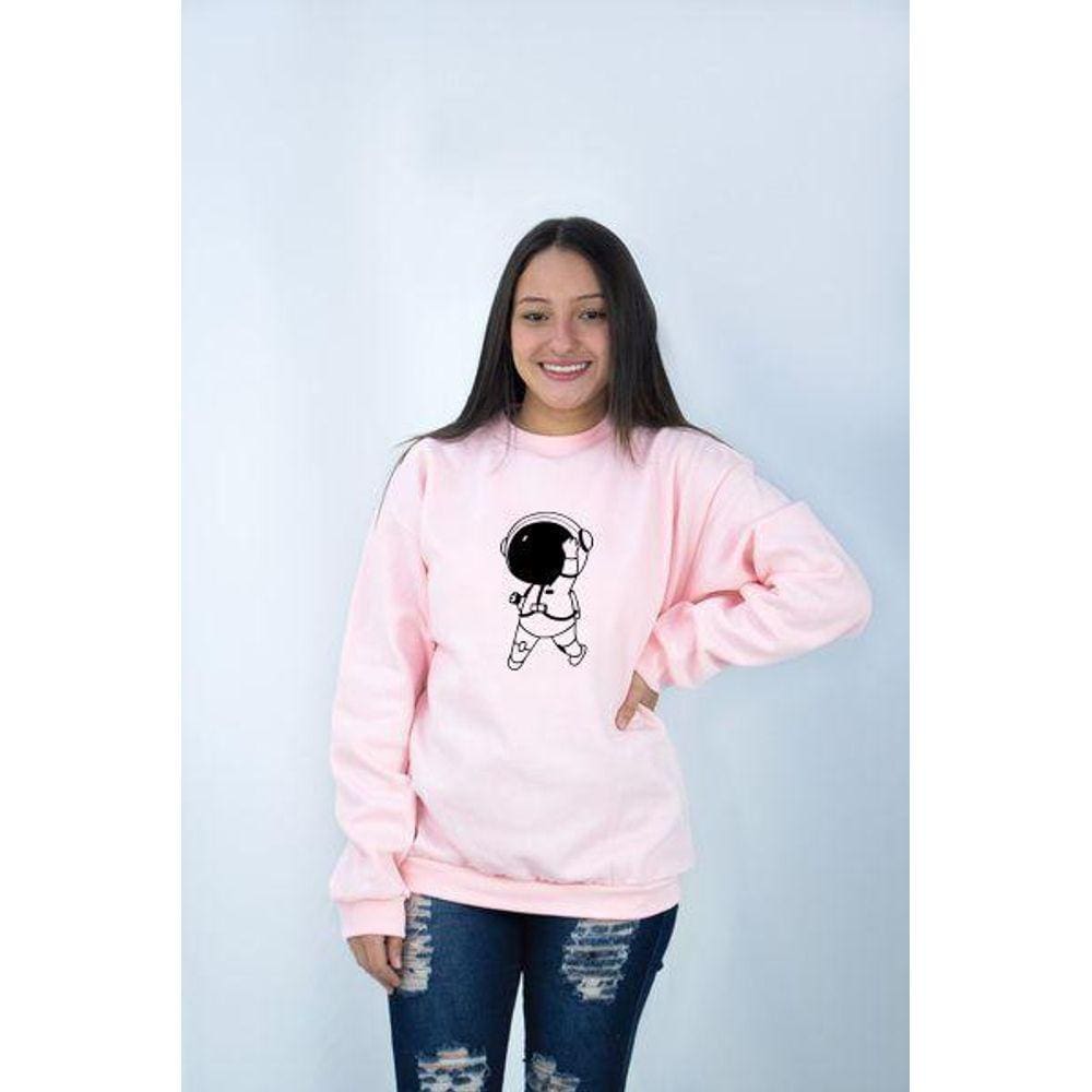 Blusa Moletom Gola Redonda Feminino Astronauta DBL