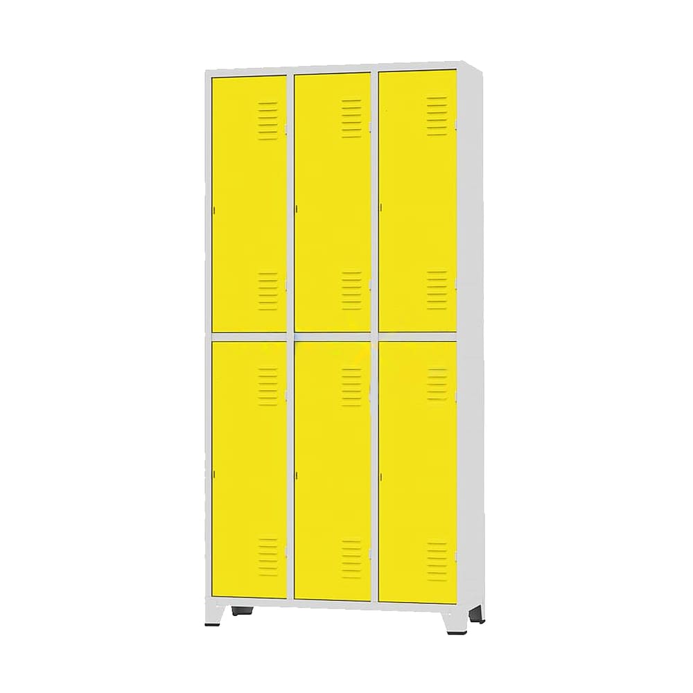 Armário Roupeiro De Aço Para Vestiário 6 Portas Locker Amarelo