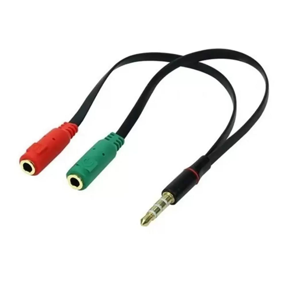Cabo Adaptador P3 Stereo + 2 Jack P2 Stereo Preto Linha 5+ (Fone+Microfone) ( 2-G / 46 )