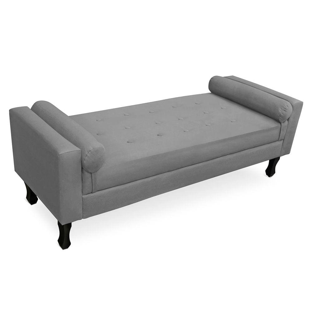 Recamier Baú Namoradeira 195cm Felix Suede Cinza - Montanaris Decor