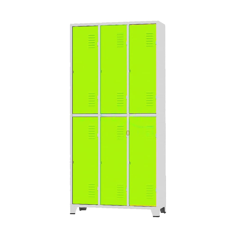 Armário Roupeiro De Aço Para Vestiário 6 Portas Locker Verde