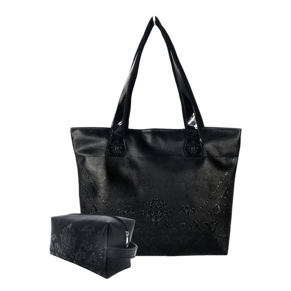 Bolsa Nécessaire Feminina Casual Arabescos Preto Magicc Bolsas
