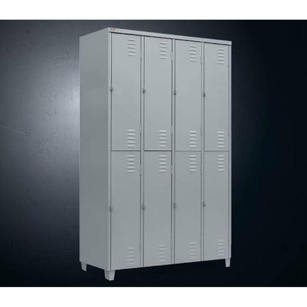 Armário Roupeiro De Aço Vestiário Academia 8 Portas C/ Prateleira Locker Cinza