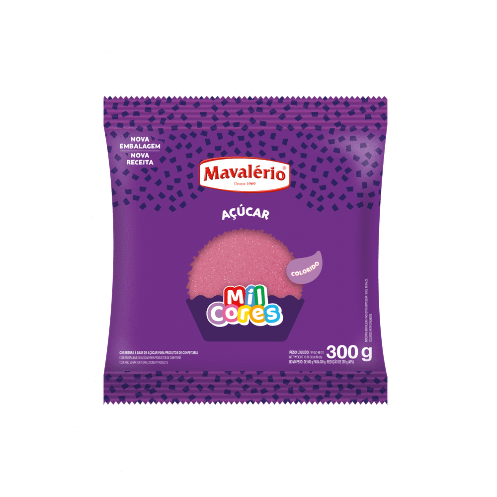 Acucar Cristal Rosa MilCores 300g Mavalerio