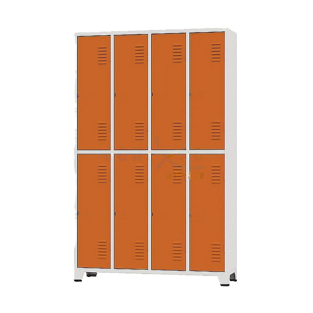 Armário Roupeiro De Aço Para Vestiário 8 Portas Locker Laranja