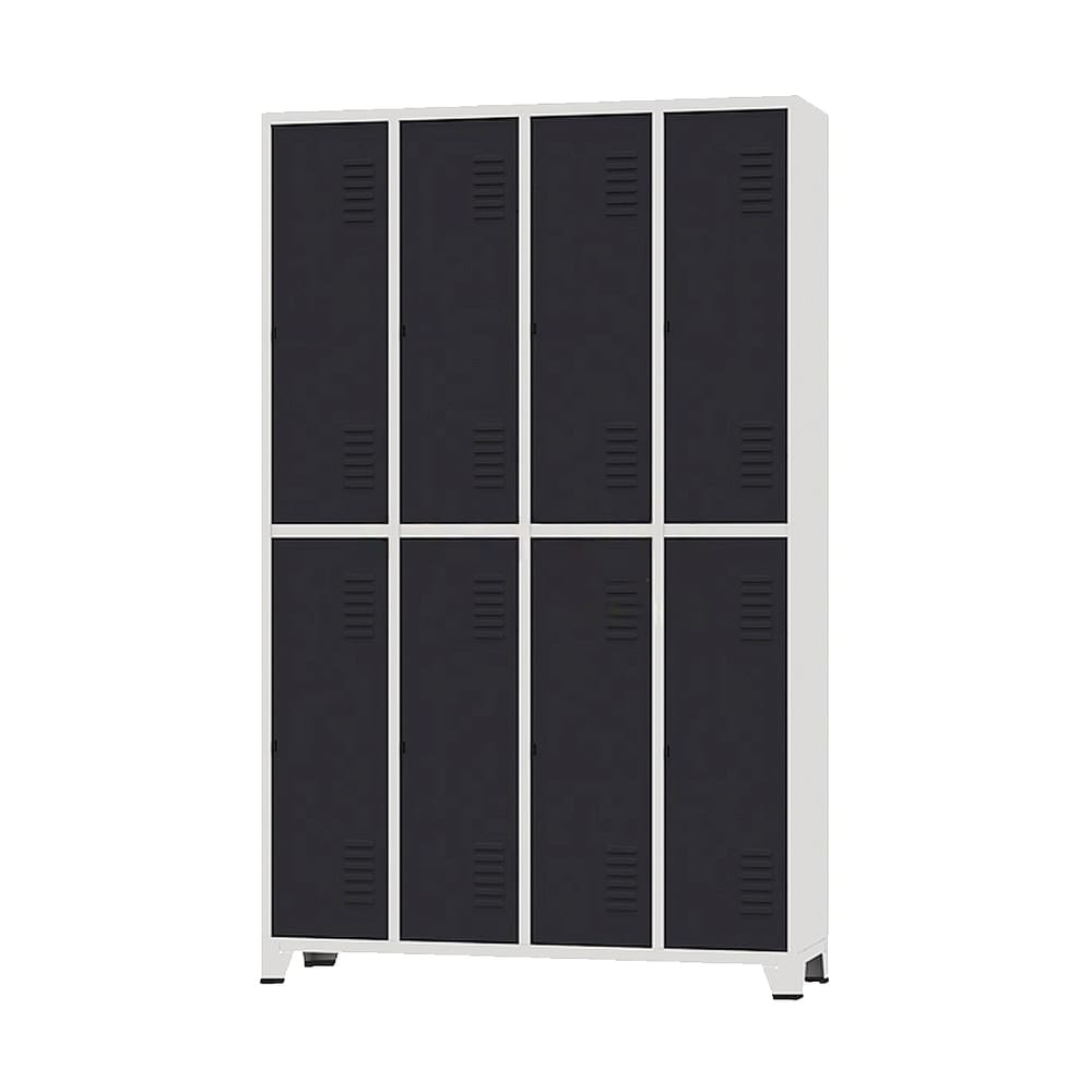 Armário Roupeiro De Aço Para Vestiário 8 Portas Locker Preto