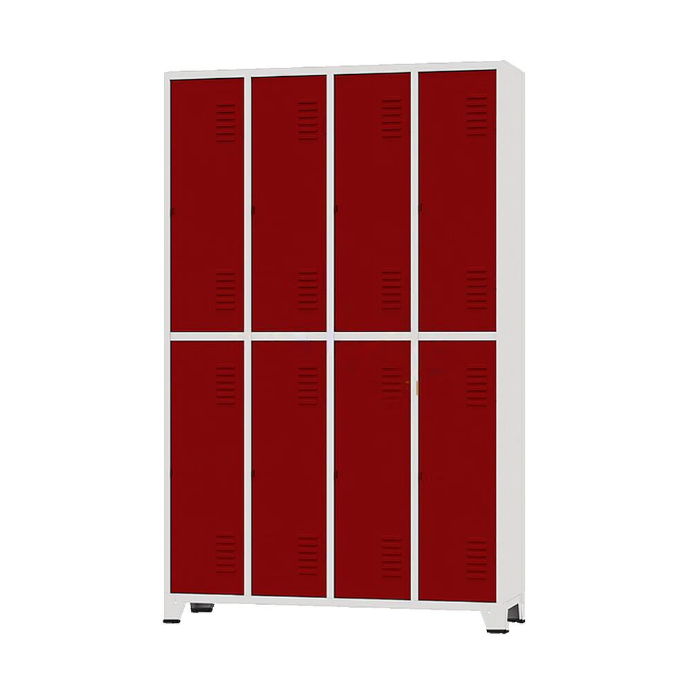 Armário Roupeiro De Aço Para Vestiário 8 Portas Locker Vermelho