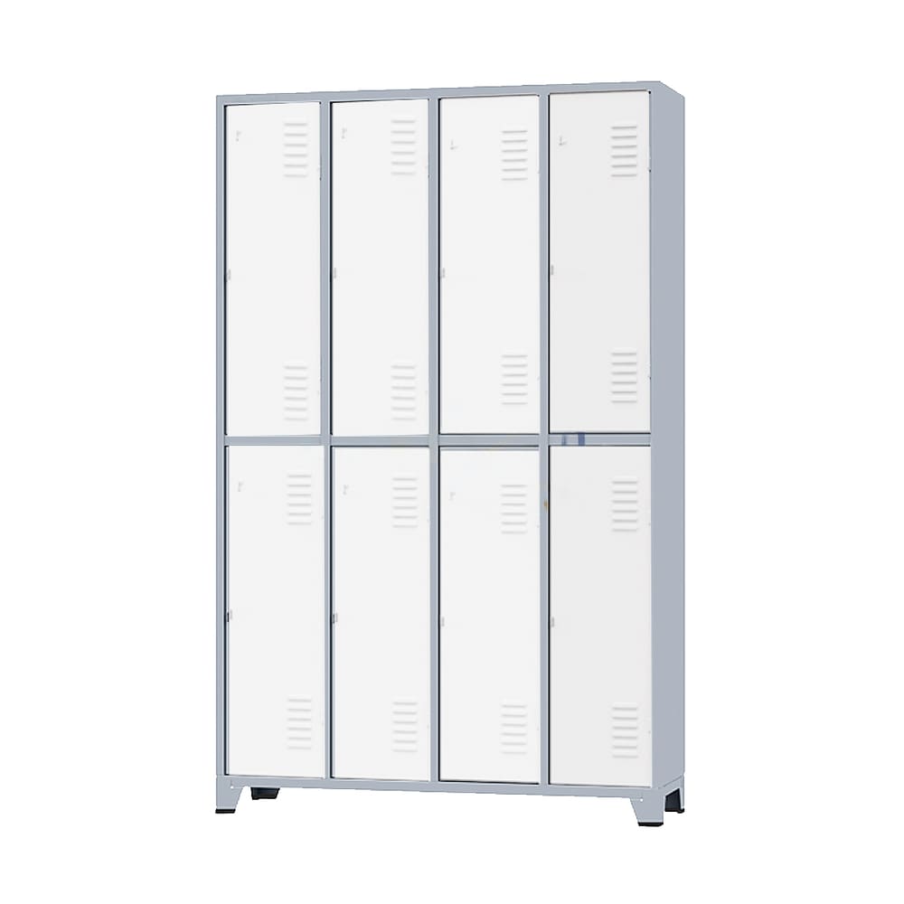 Armário Roupeiro De Aço Para Vestiário 8 Portas Locker Branco