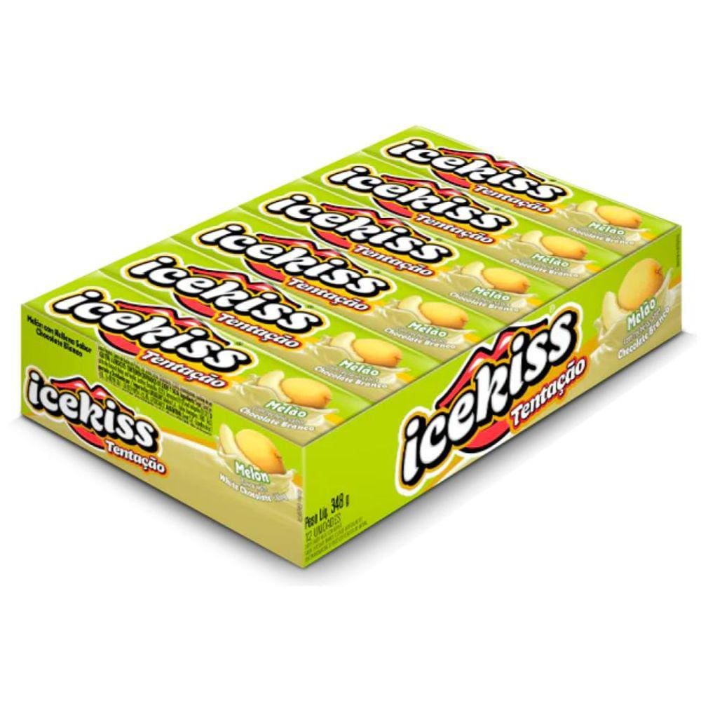 Bala Drops Icekiss Tentação Melão Chocolate 29g C/12Un