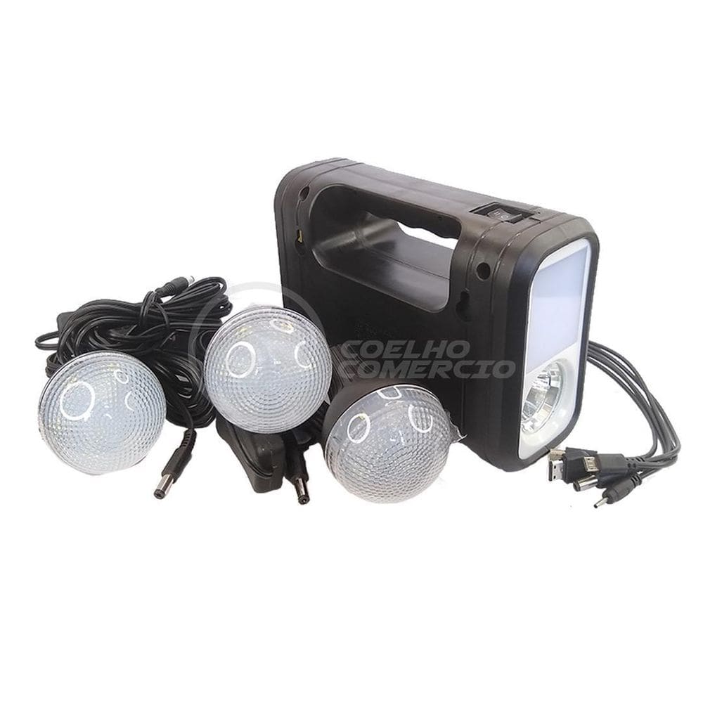 Kit Lanterna Placa Solar Carregador Portatil Energia