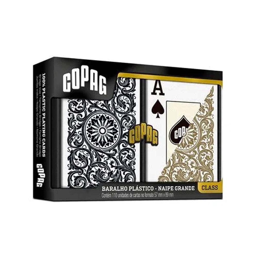 Baralho Class 1546 Elite Preto E Dourado Estojo Duplo 100% Plástico - Naipe Grande Copag