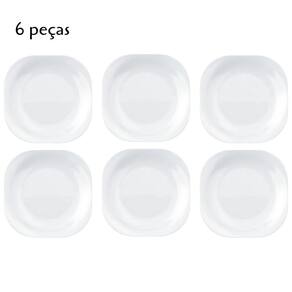 Jogo De Pratos Em Vidro 6 Peças 19,7Cm Plaza Duralex Branco