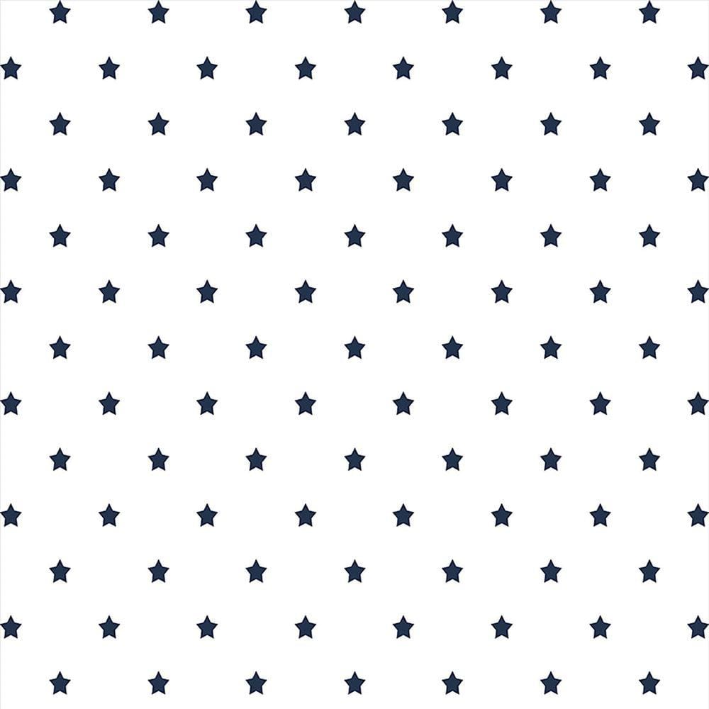 Kit 2 Rolos Papel De Parede Adesivo Poá Estrela Azul 3,0M