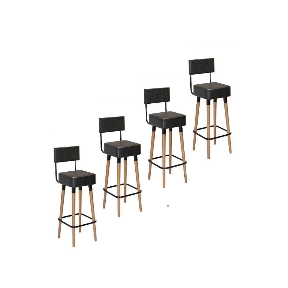 Kit 4 Banquetas Altas Estofadas Florença Preta - Adz