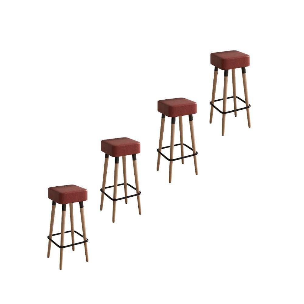 Kit 4 Banquetas Altas Estofadas Manila 70Cm Telha - Adz