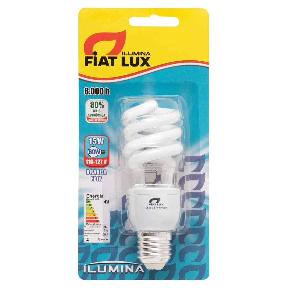 Lâmpada Fluorescente Espiral 15W 127V Branca Ilumina FiatLux