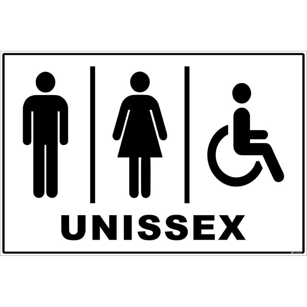 Placa de Banheiro Unissex e Cadeirante Sanitário PS 20x15cm
