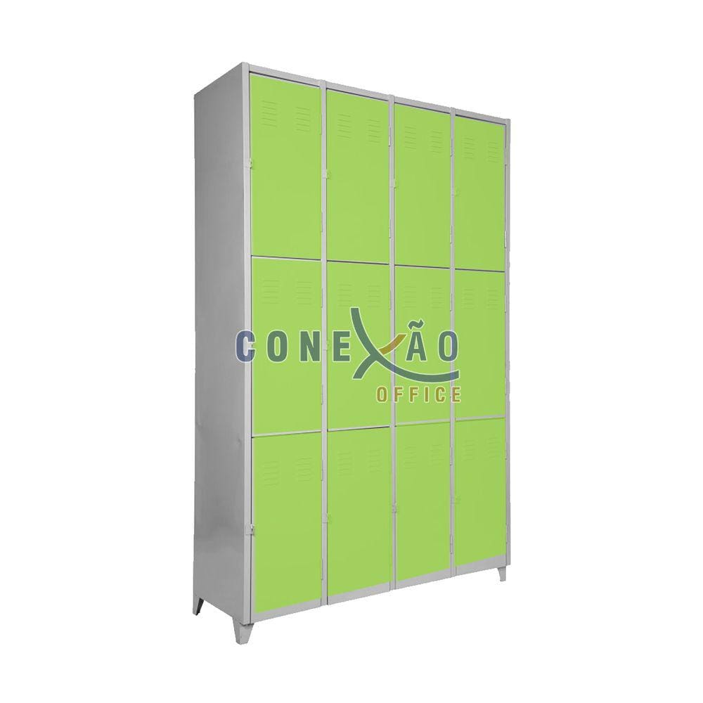 Armário Roupeiro Locker De Aço 12 Portas Vestiário Verde