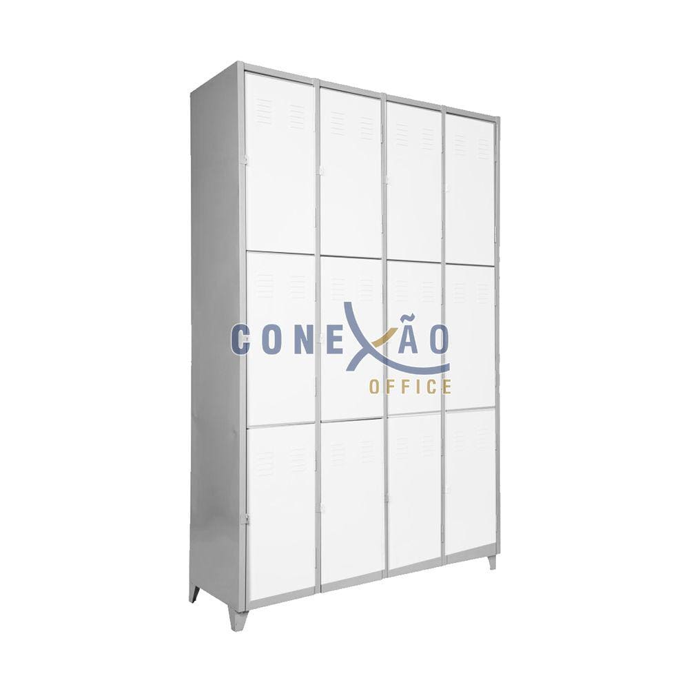 Armário Roupeiro Locker De Aço 12 Portas Vestiário Branco