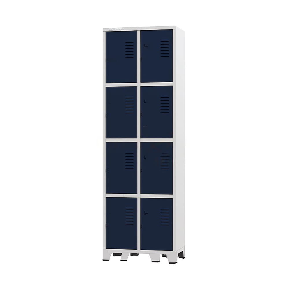 Armário Roupeiro De Aço Para Vestiário 8 Portas Locker Azul Marinho