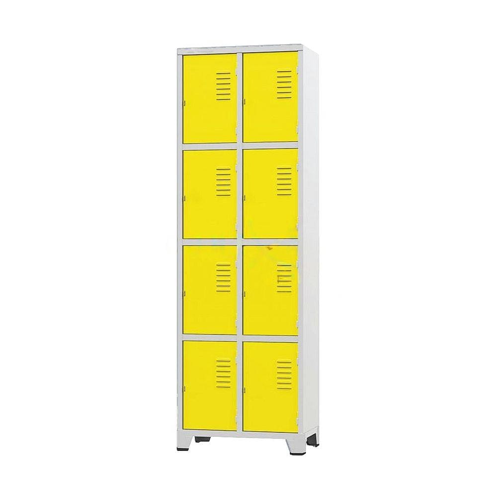 Armário Roupeiro De Aço Para Vestiário 8 Portas Locker Amarelo