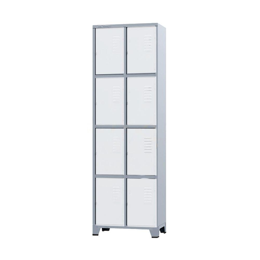 Armário Roupeiro De Aço Para Vestiário 8 Portas Locker Branco