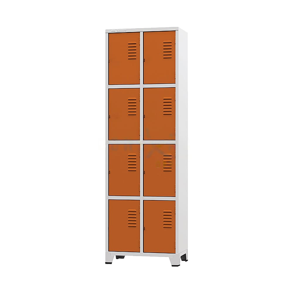 Armário Roupeiro De Aço Para Vestiário 8 Portas Locker Laranja