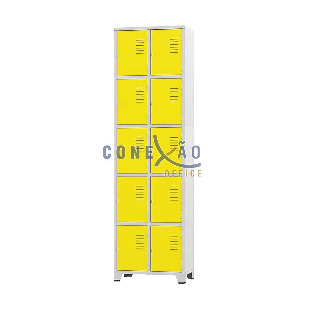 Armário Roupeiro De Aço 10 Portas Para Vestiário Amarelo