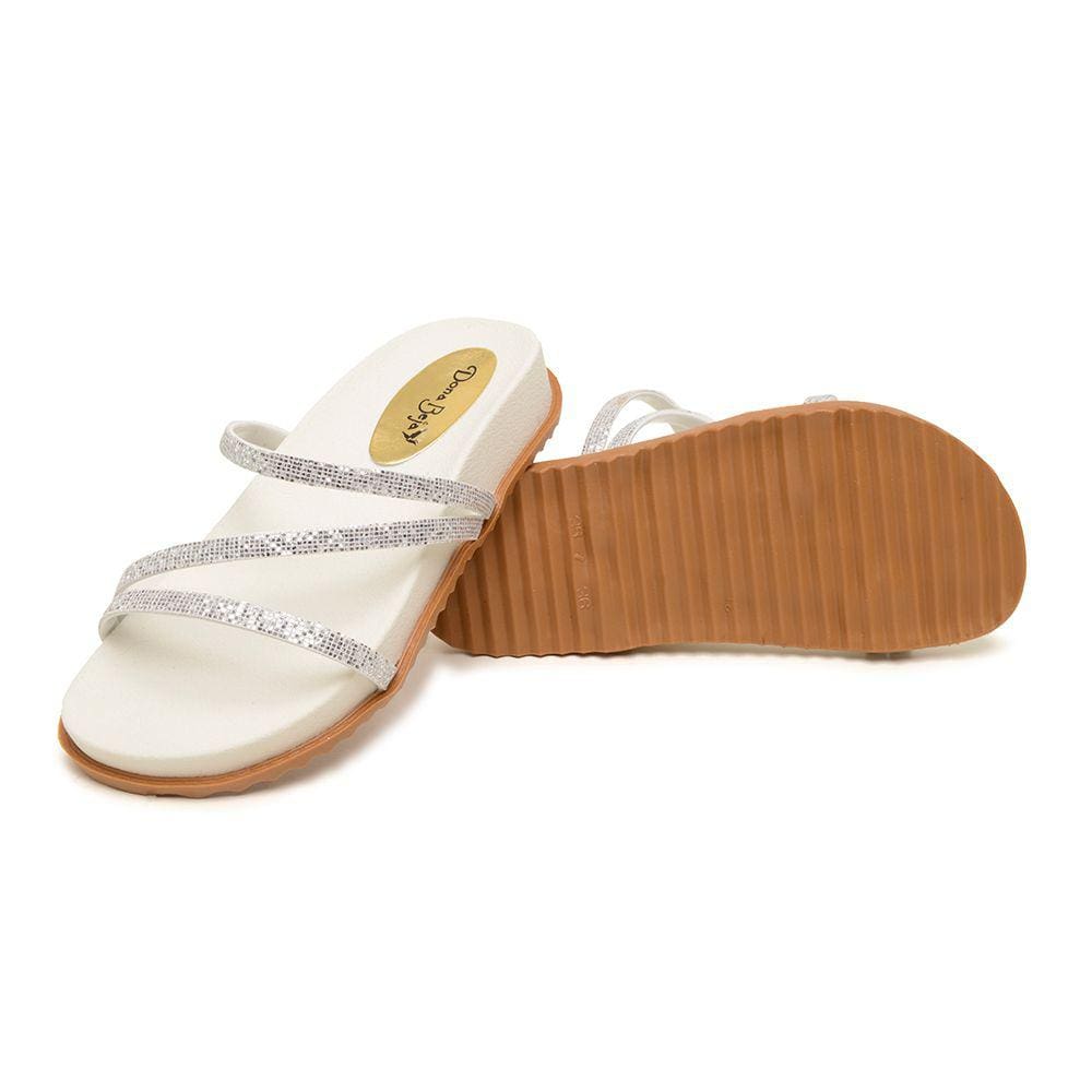 Chinelo Branco Feminino Papete Casual Moda Confortável Uso Diário
