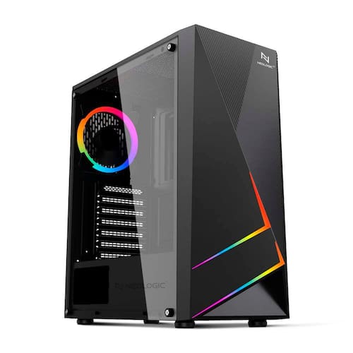 Gabinete Neologic Gamer Rainbow 1 Fan Cooler Rgb Incluso, Psu Cover, Lateral De Acrilico Nl-Ecg45