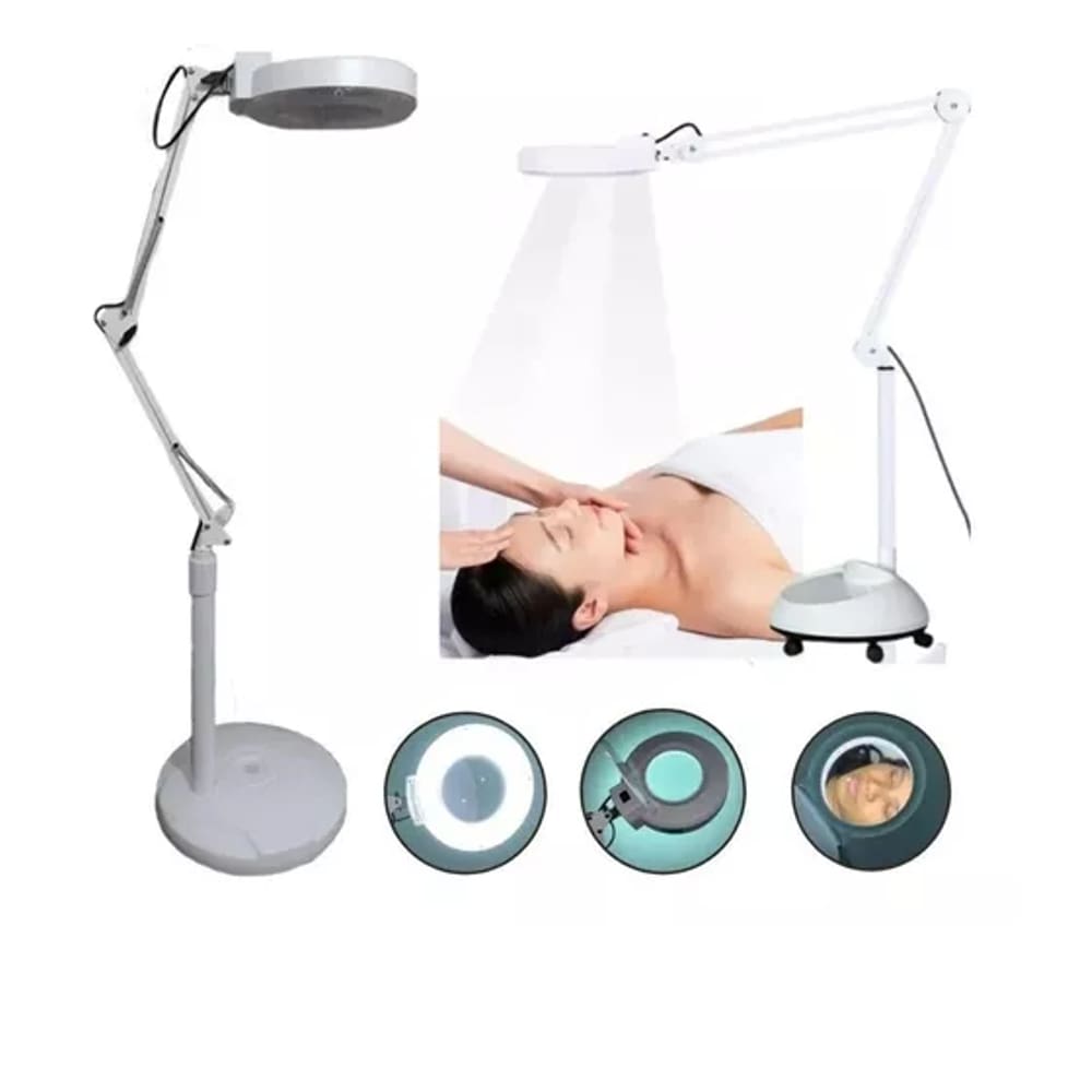 Lupa Luminaria Aumento 10x Com Rodinha 120leds Estetica