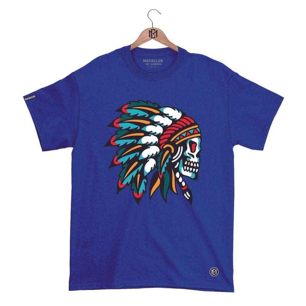 Camiseta DBL Gola Redonda Estampa CAVEIRA 2 Streetwear fio 30.1 Penteado.
