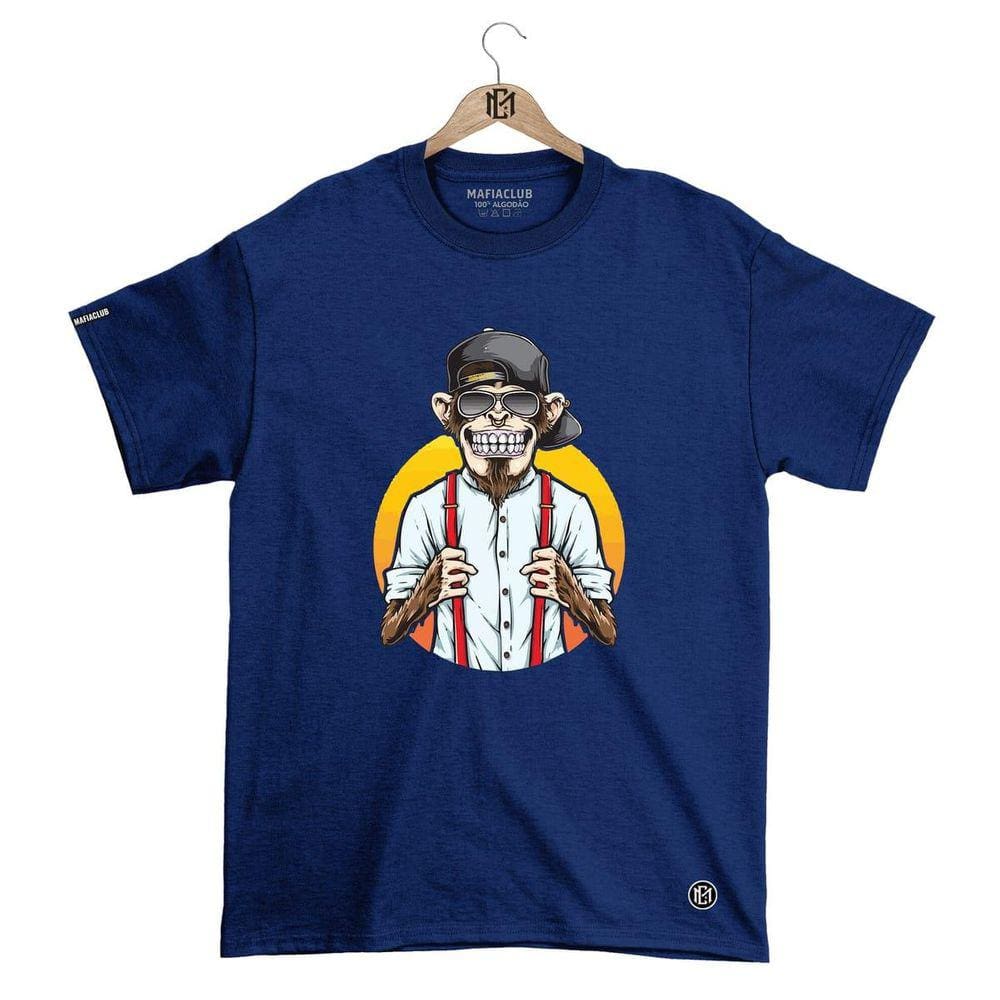 Camiseta Mafiaclub Gola Redonda Estampa MONKEY ll Streetwear fio 30.1 Penteado