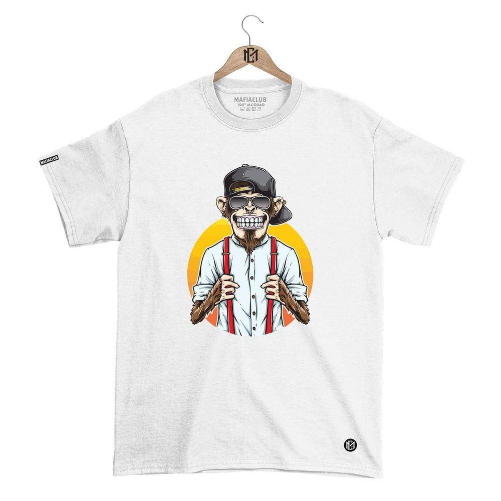 Camiseta Mafiaclub Gola Redonda Estampa MONKEY ll Streetwear fio 30.1 Penteado