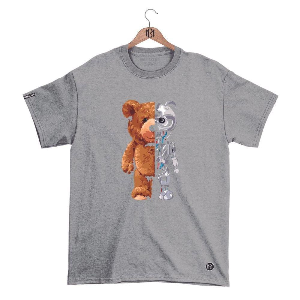 Camiseta Máfiaclub Gola Redonda Estampa URSO ROBO Streetwear fio 30.1 Penteado.