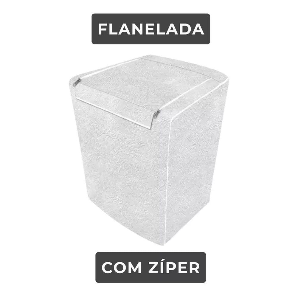 Capa de Máquina de Lavar Brastemp Electrolux 12kg 13kg 14kg 15kg G com Zíper Branca