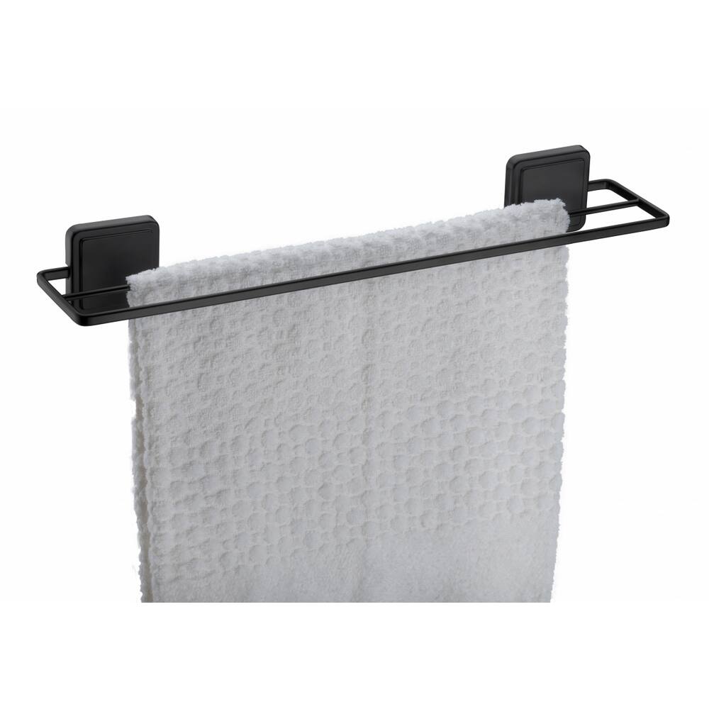 Toalheiro duplo preto fosco fixação por adesivo Norbond porta toalha banho 45 cm Future 184PT