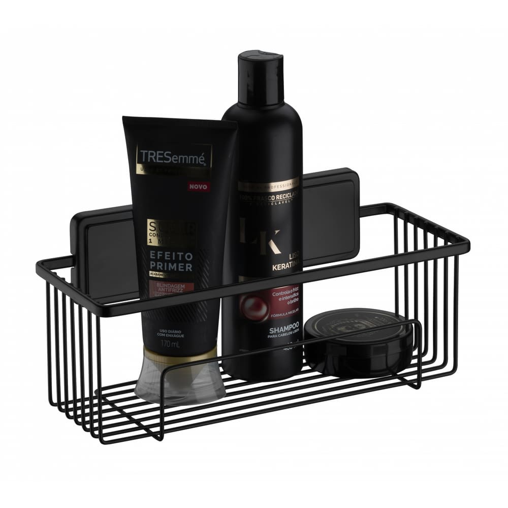 Suporte para shampoo preto fosco fixação por adesivo Norbond prateleira banheiro Future 180PT
