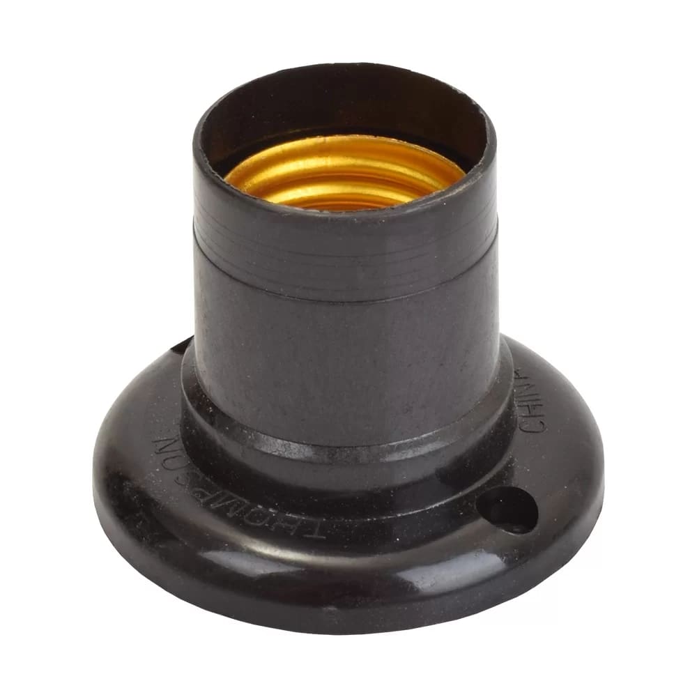 Soquete Fixo de Teto Thompson Termoplástico E-27 Preto