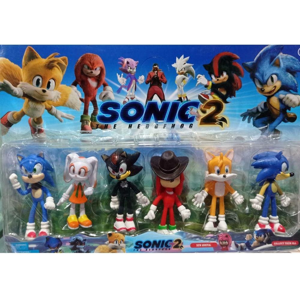 Kit Cartelado 6 Bonecos Sonic Não Articulado