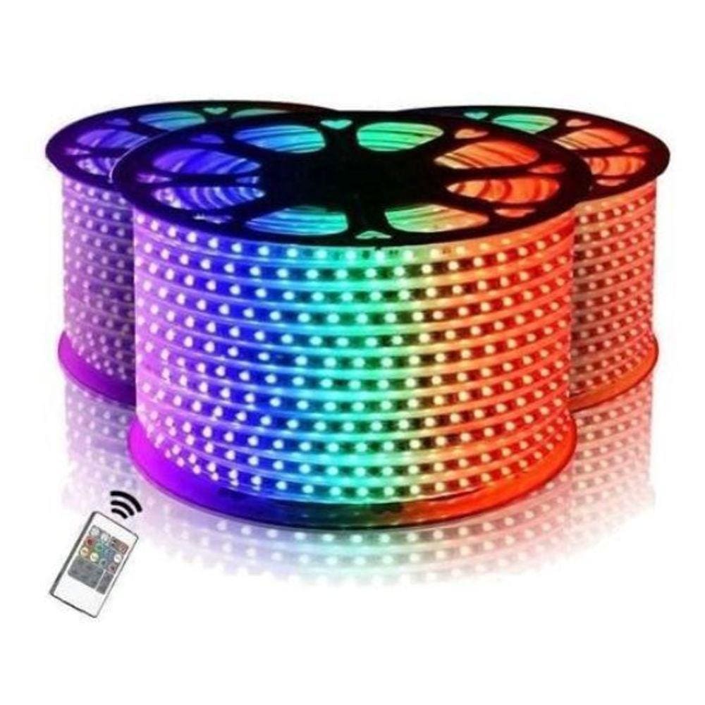 Mangueira Fita Led Rgb 28 Metros + 2 Controladores + Fonte