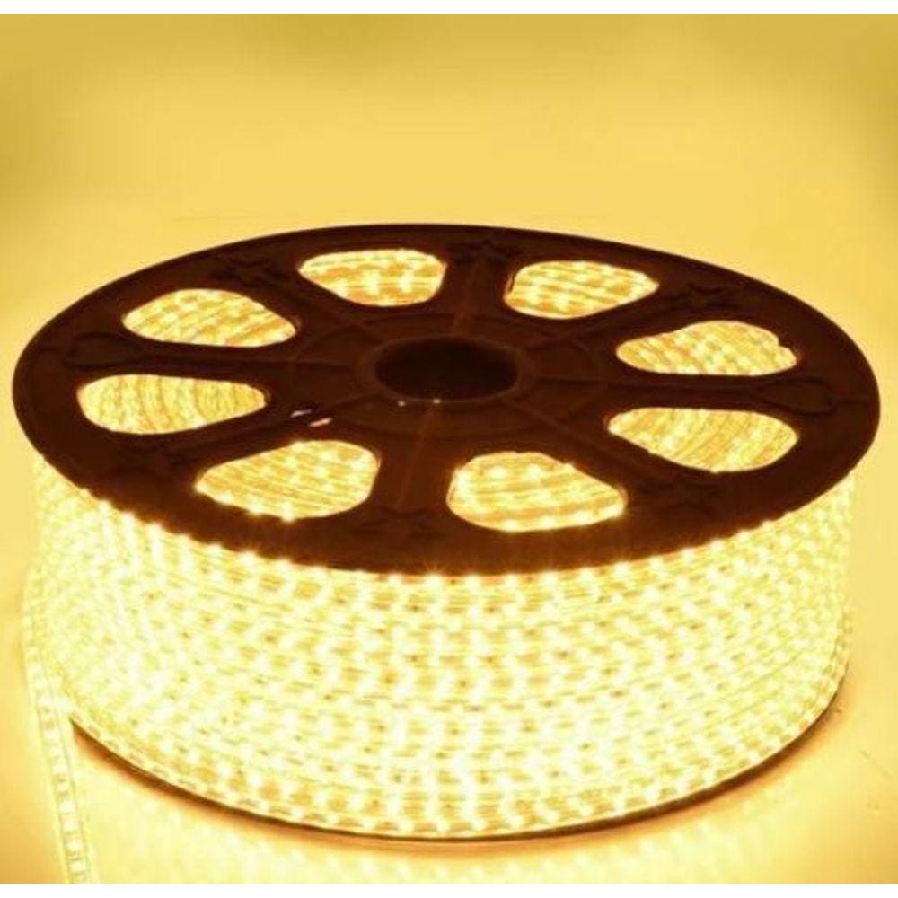 FITA LED Mangueira Led 5050 Branca Quente Chata 50 Metros com 5 conector  220V Sancas, quartos, cozinha área externa