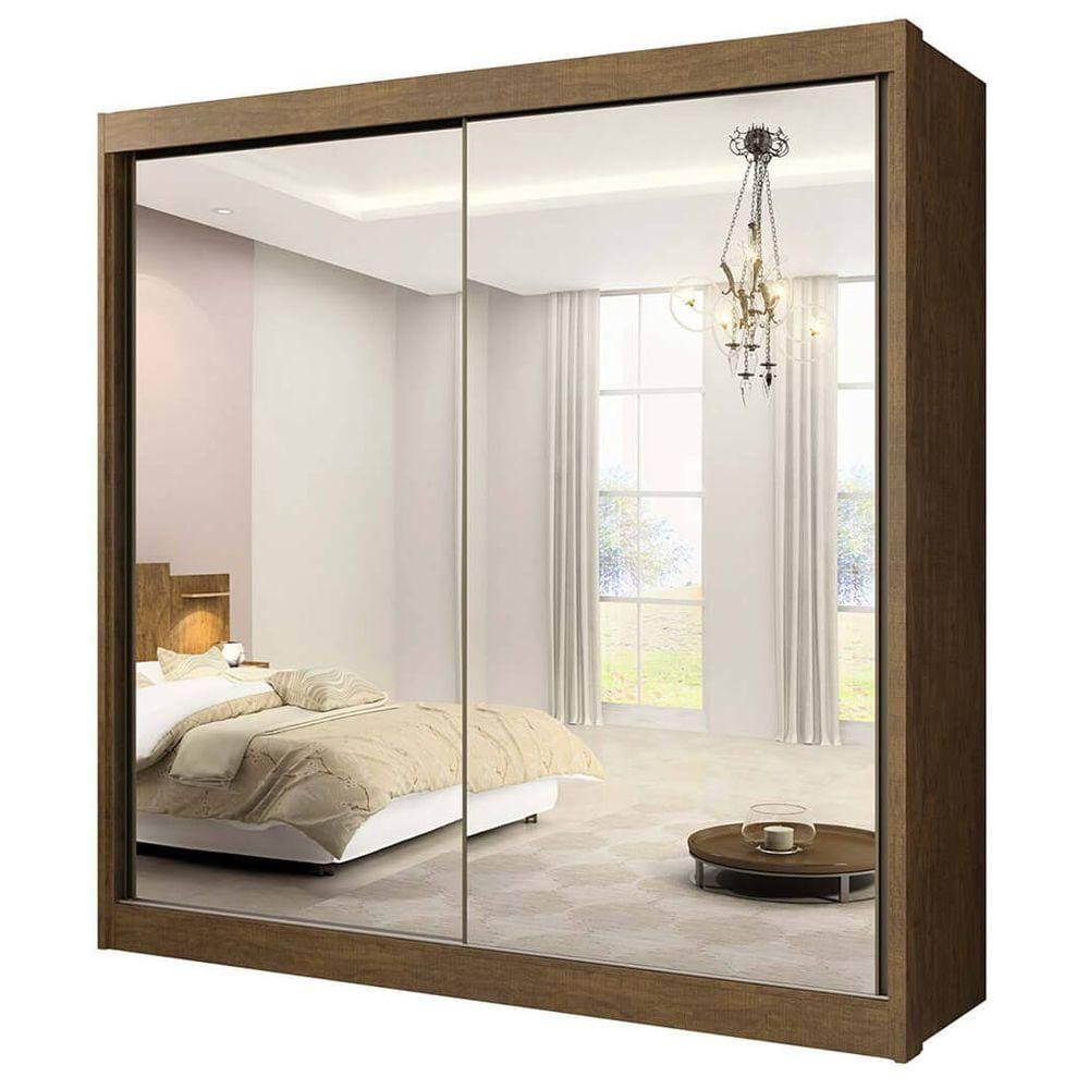 Guarda Roupa Casal Espelhado 2 Portas 6 Gavetas Las Vegas Cor Cinamomo