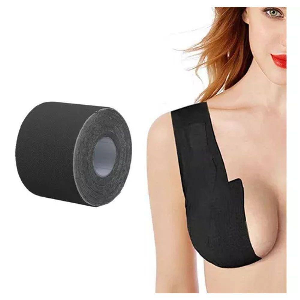 Sutiã Levanta Seios Adesivo PRETO Peito invisível 5 metros Push Up Resistente