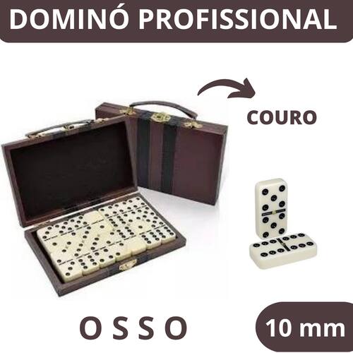 Jogo De Domino Profissional Osso Maleta C/ Fecho 10mm