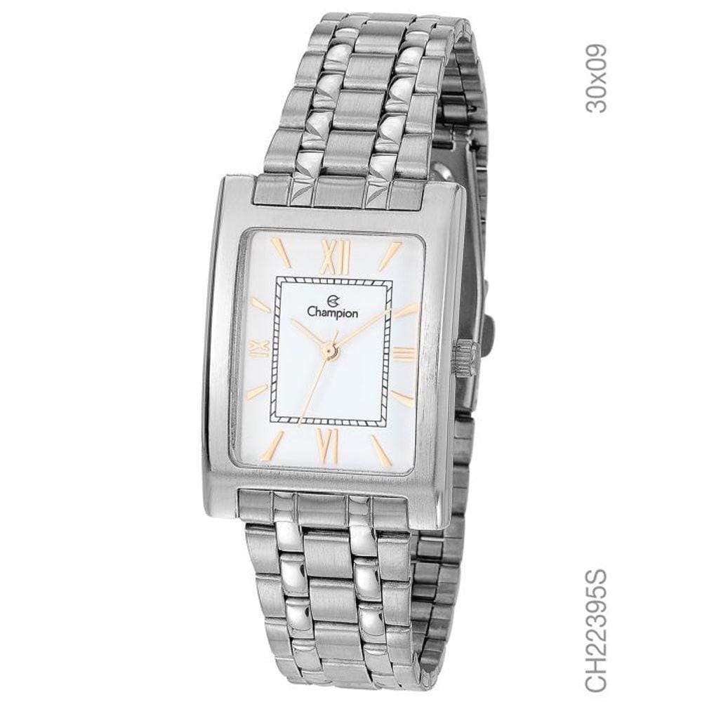 Relógio Champion Feminino Social CH22395S Retangular prata