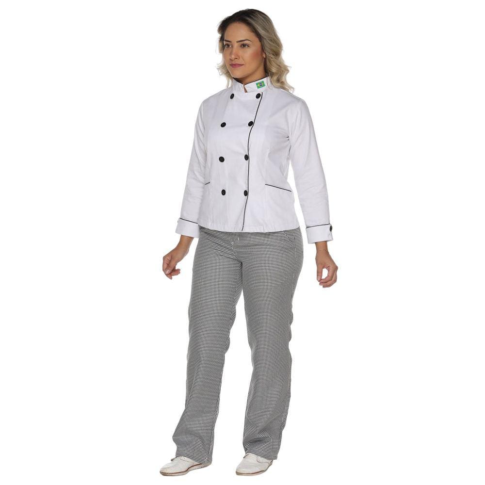 Calça chef cozinheira xadrez pied poule plus size
