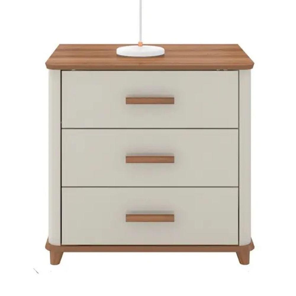 Mesa de Cabeceira Maitê Nature/Off White - Fabri Móveis